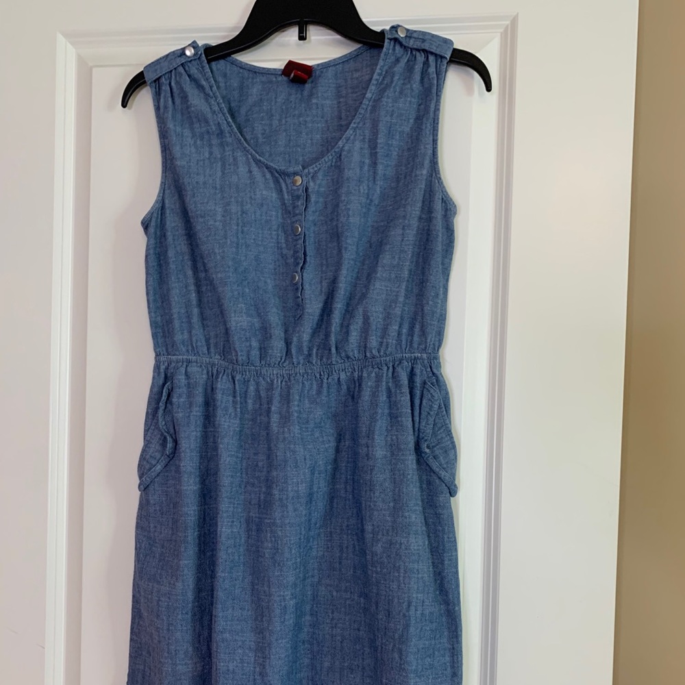 Denim dress.